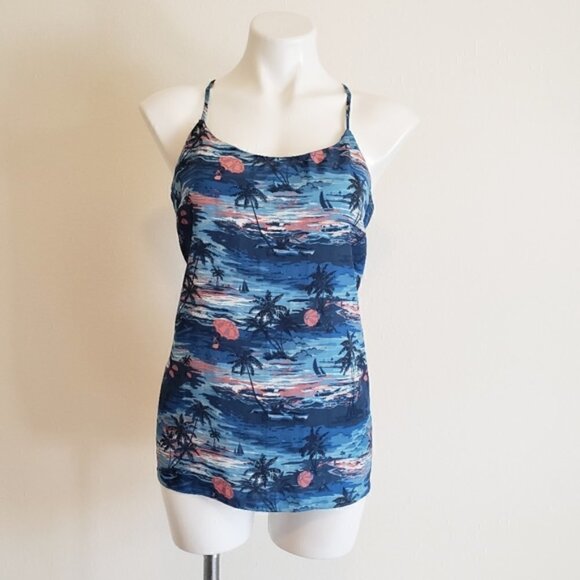 𝅺j. Crew Factory Tropical Print Racerback Tank Top - Picture 1 of 6